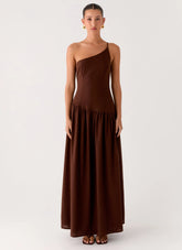 Thinking About You Linen Maxi Dress Brown