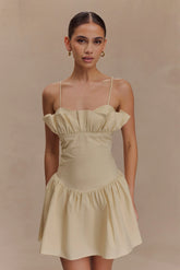 Janis Cotton Frill Mini Dress Nude