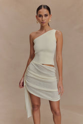 Cali Drape Skirt Knit Mini Dress Ivory