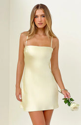 Chelsea Yellow Satin Mini Dress