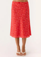 Calia Midi Skirt Magenta Red Rose