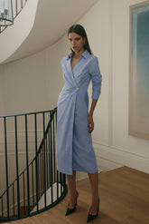 Mikaila Asymmetric Shirt Dress Blue