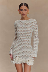 Aileen Ruffle Crochet Mini Dress Ivory
