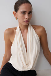 Huyen Cowl Front Modal Top Ivory