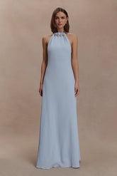 Abeda Cotton Maxi Dress With Hardware Pale Blue