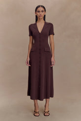 Pearson Short Sleeve Knit Midi Dress Chocolate