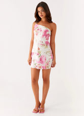 Lights Out Mini Dress Ivory Floral Print