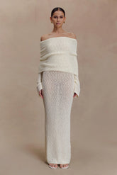 Marisol Off Shoulder Boucle Maxi Dress Ivory