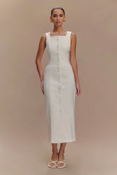 Reyna Denim Midi Dress White