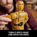 LEGO Star Wars C-3PO Buildable Droid Figure. Build and Display Model with C-3PO Minifigure. Star Wars Collectible for Home or Office Décor. Nostalgic Gift Idea for Adults. Fans or Collectors. 75398