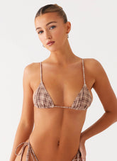 Soffa Bikini Top Brown Check