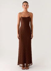 Promise Me Lace Maxi Dress Chocolate