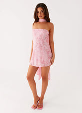 Kiesha Strapless Scarf Mini Dress Pink