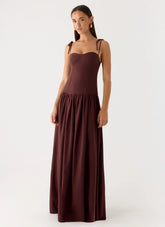 Giovanna Linen Maxi Dress Chocolate Drizzle
