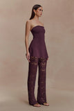 Trena Crochet Knit Pants Chocolate