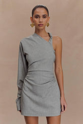 Dorian Twist Shoulder Mini Dress Charcoal Marle