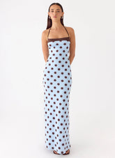 Alessandro Halter Maxi Dress Blue Mocha Dot