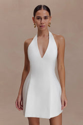 Nelly Halter Neck Cotton Mini Dress White