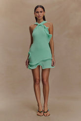 Caprice Halter Knit Mini Dress Lagoon