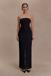 Gemma Strapless Mesh Maxi Dress Black