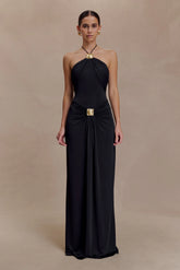 Quincy Halter Maxi Dress With Hardware Black