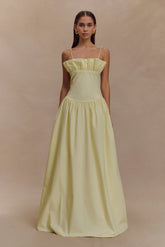 Janis Cotton Frill Maxi Dress Lemon