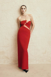 Lianne Strapless Maxi Dress Red
