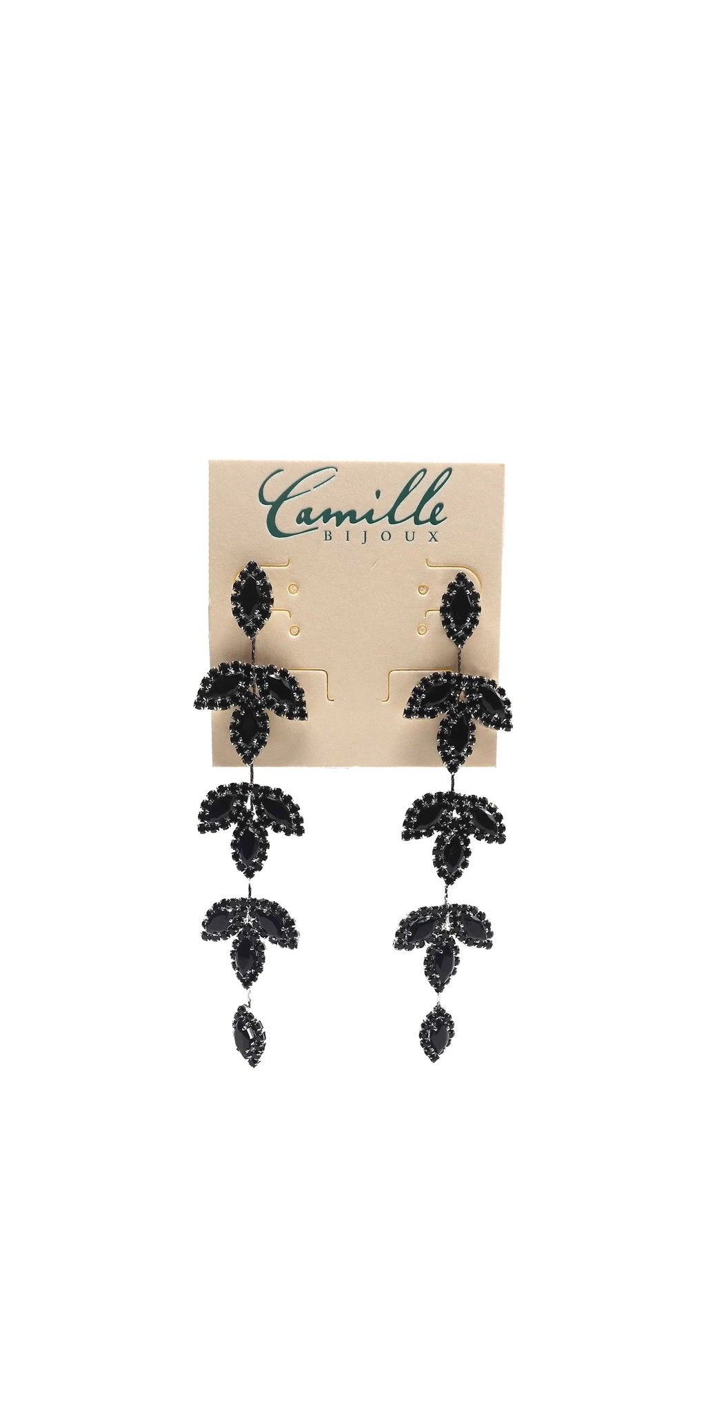 Triple Leaf Linear Drop Earrings