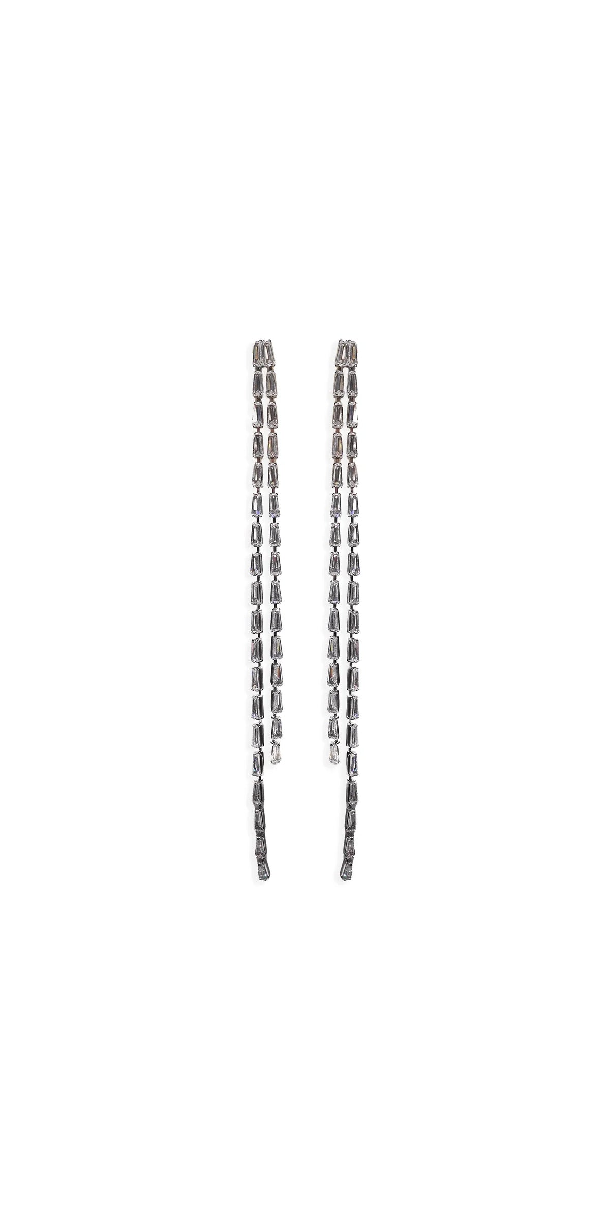 Baguette Extra Long Double Strand Earrings