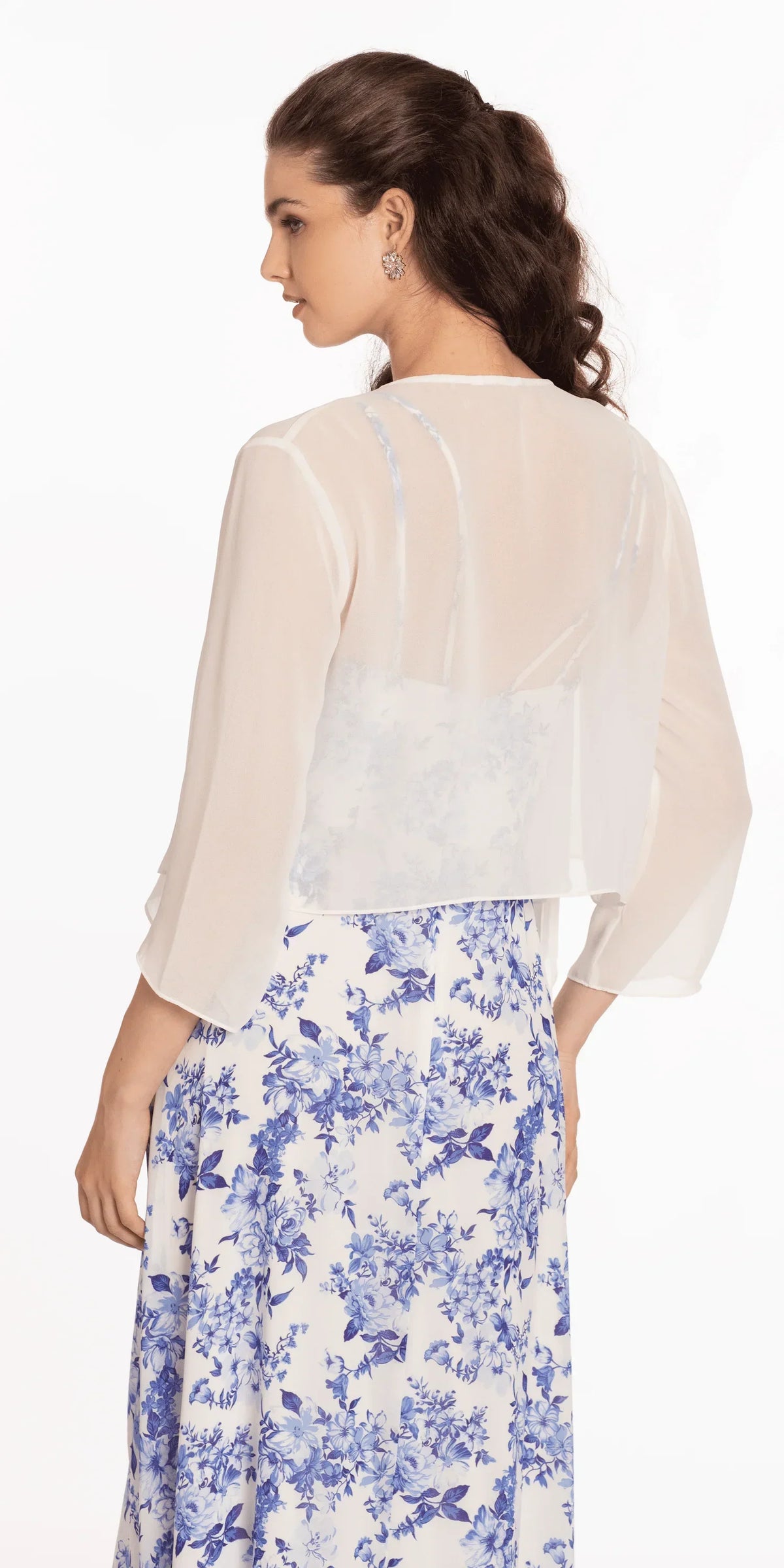 Chiffon Drape Front Jacket with Sleeves