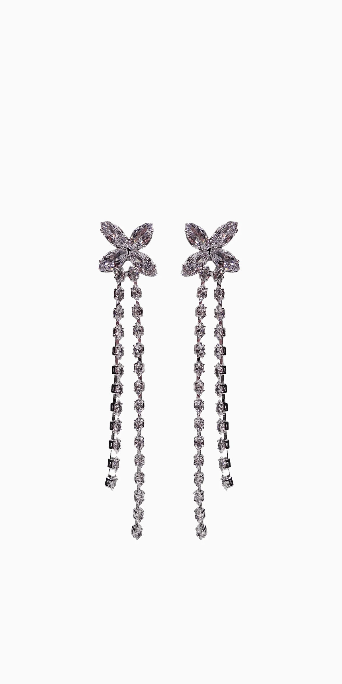 Rhinestone Butterfly Double Stand Earrings