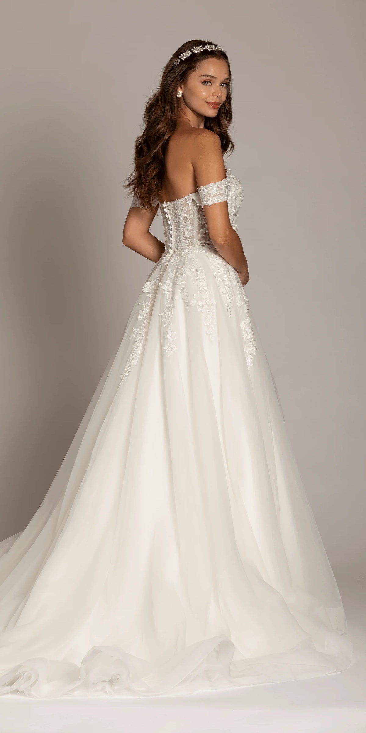 Sweetheart Tulle Floral Lace Off the Shoulder Ballgown