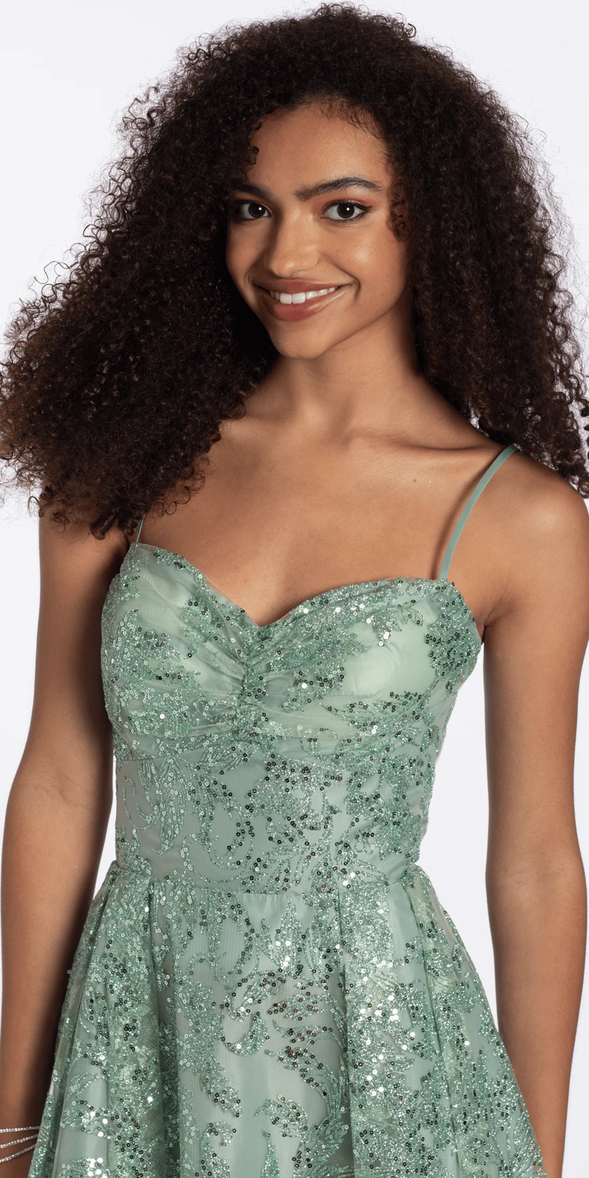 Sequin Glitter Mesh Pinched Sweetheart Fit and Flare Dress