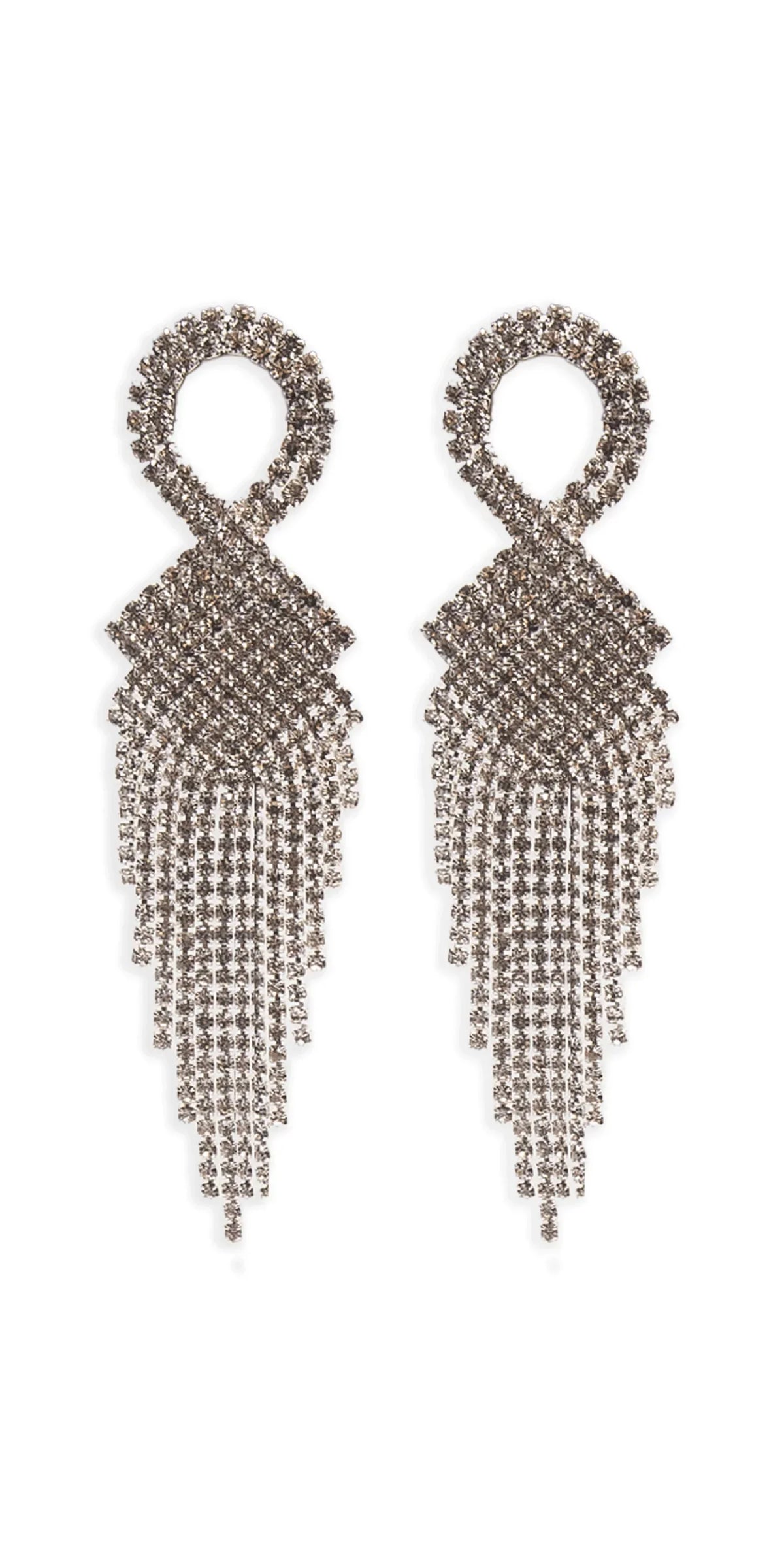 Rhinestone Basketweave Ribbon Drop Earrings