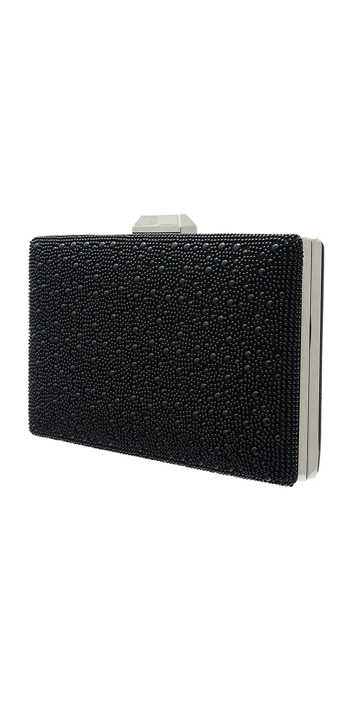 Pearl and Satin Handbag with Metal Top Closure