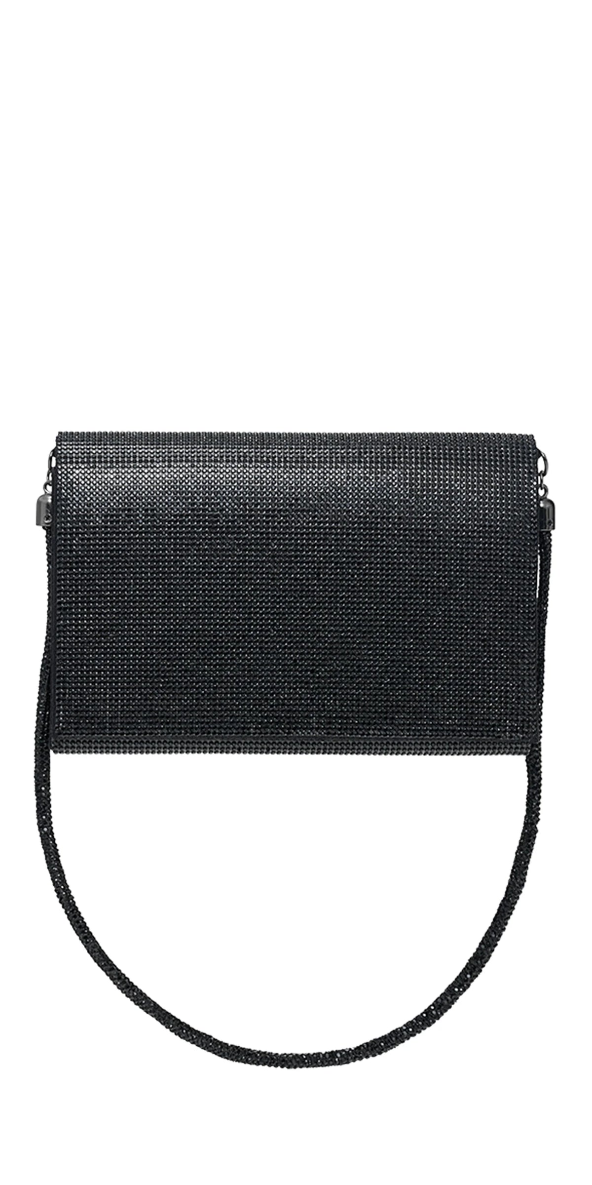 Rhinestone Full Flap Satin Handbag with Detachable Strap