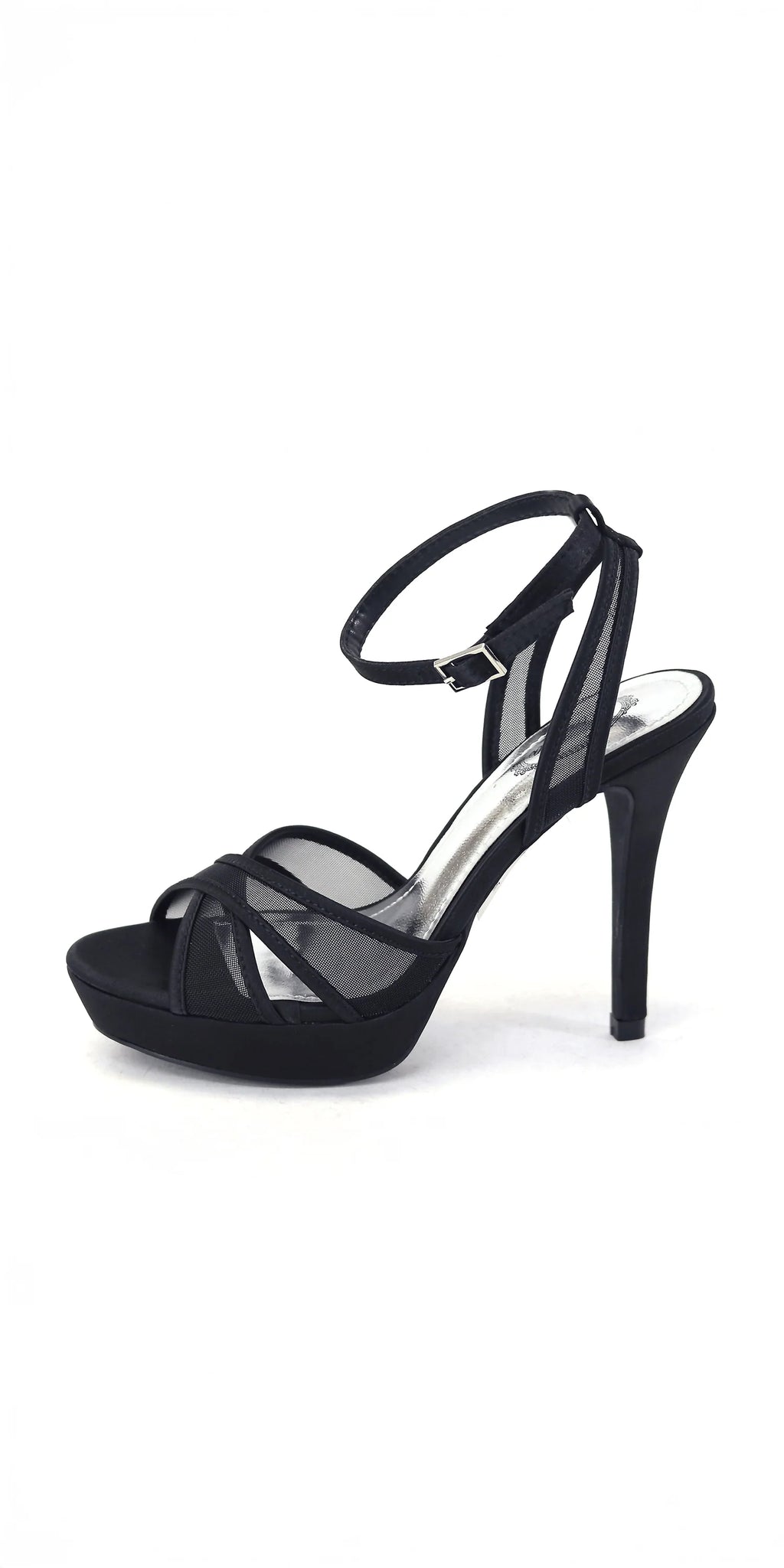 Mesh Satin Criss Cross Strap Platform Stiletto Sandal