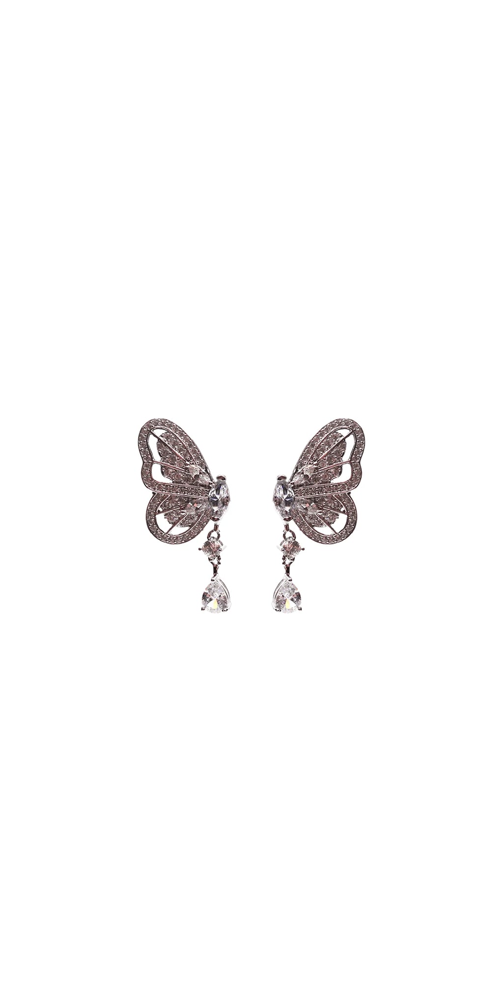 Cubic Zirconia Butterfly Drop Earrings