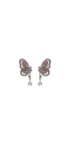 Cubic Zirconia Butterfly Drop Earrings