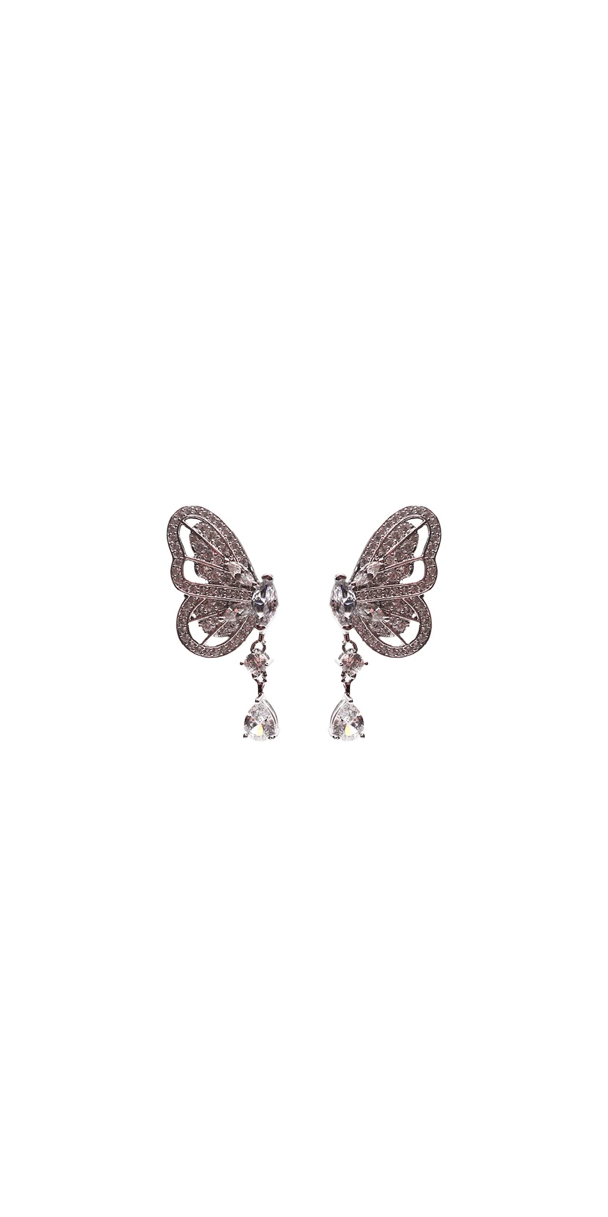 Cubic Zirconia Butterfly Drop Earrings