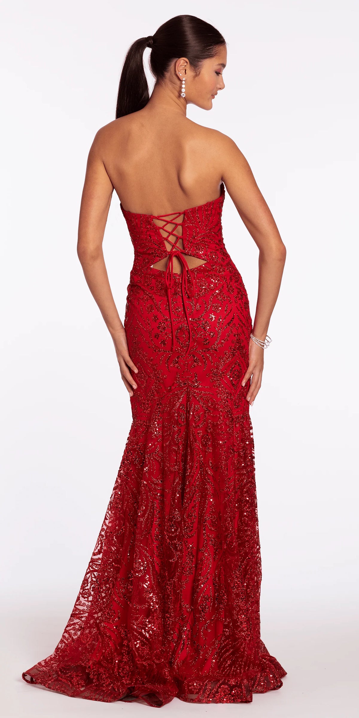Sweetheart Glitter Mesh Mermaid Dress with Peek a Boo Bodice