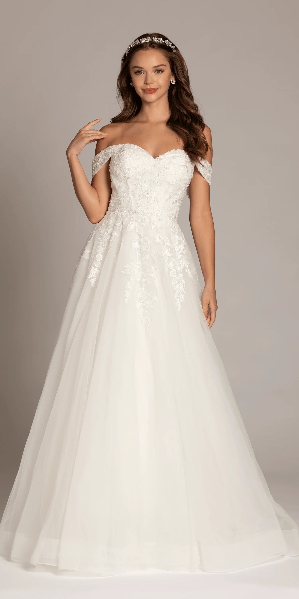 Sweetheart Tulle Floral Lace Off the Shoulder Ballgown