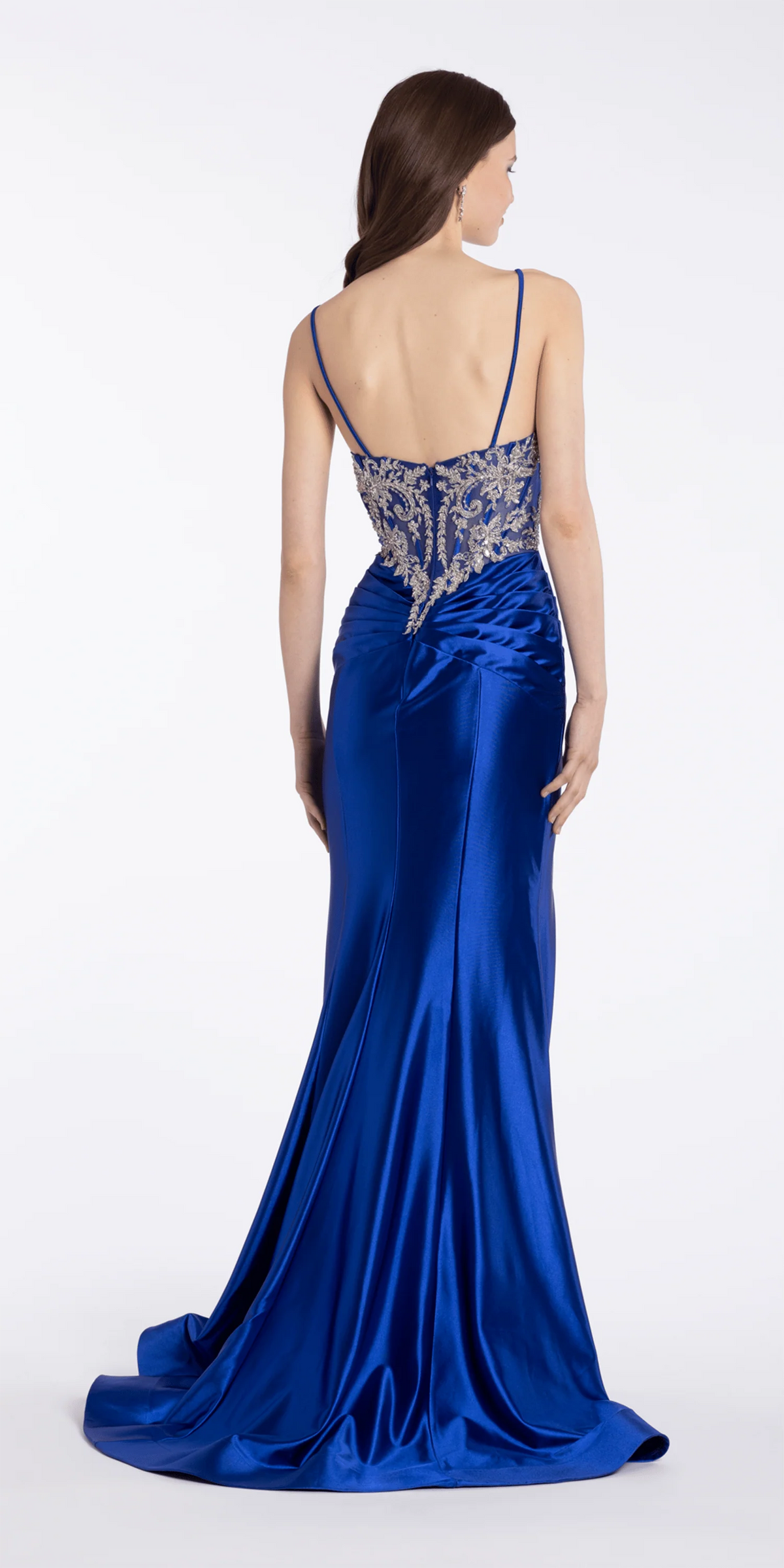 Embroidered Sweetheart Satin Corset Trumpet Dress