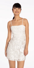 3 D Floral Tulle Embroidered Foldover Sheath Dress