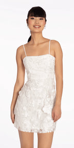 3 D Floral Tulle Embroidered Foldover Sheath Dress