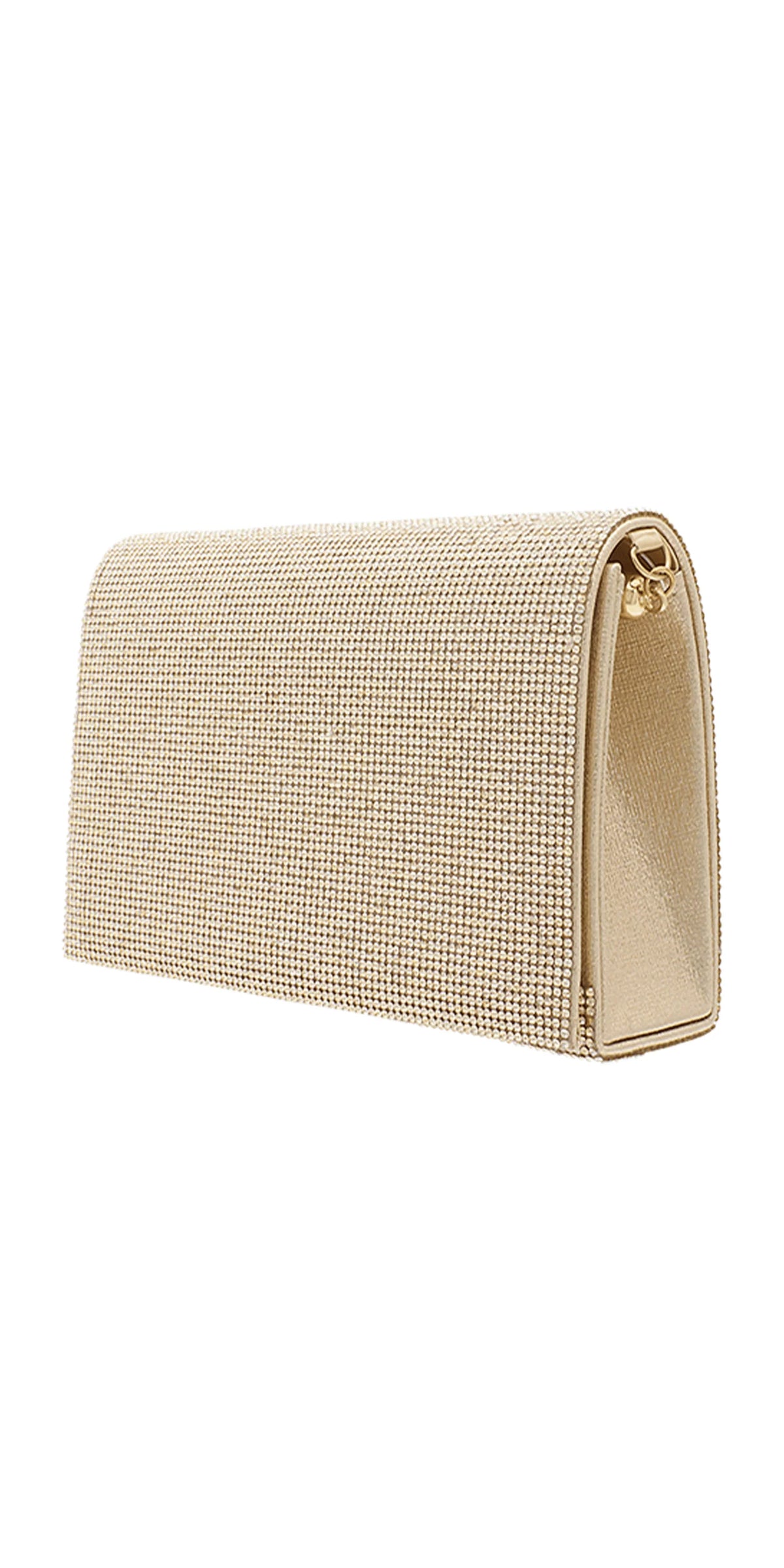 Rhinestone Full Flap Satin Handbag with Detachable Strap