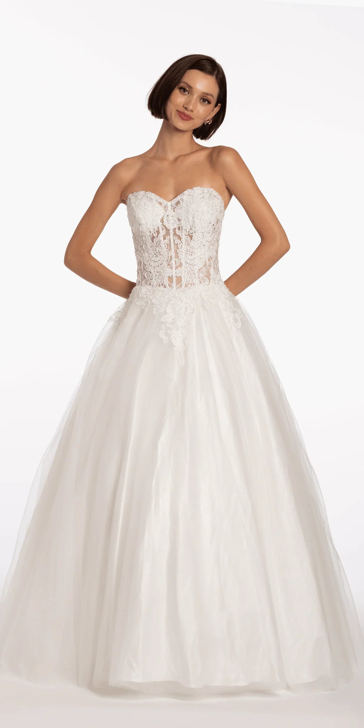 Sweetheart Embroidered Corset Ballgown with Heat Set Stones