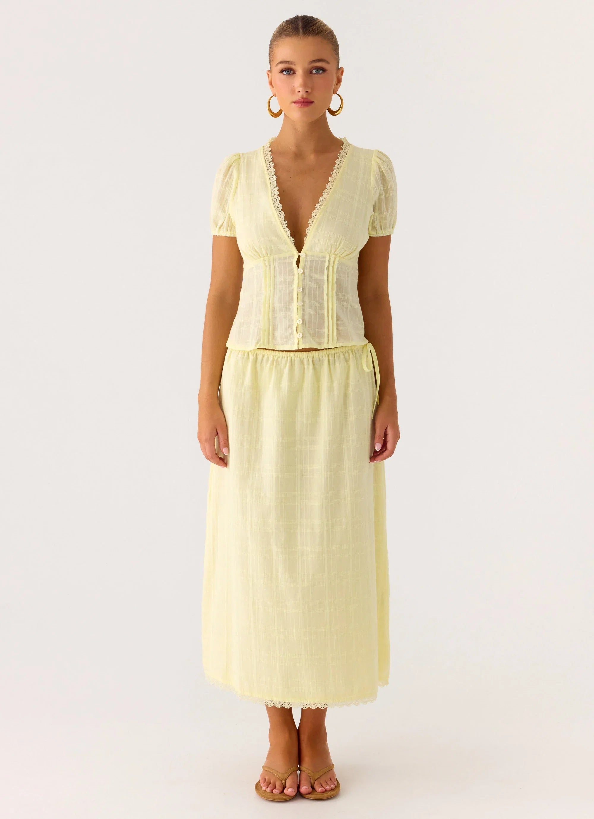 Sweet Lullaby Button Up Shirt Lemon Yellow