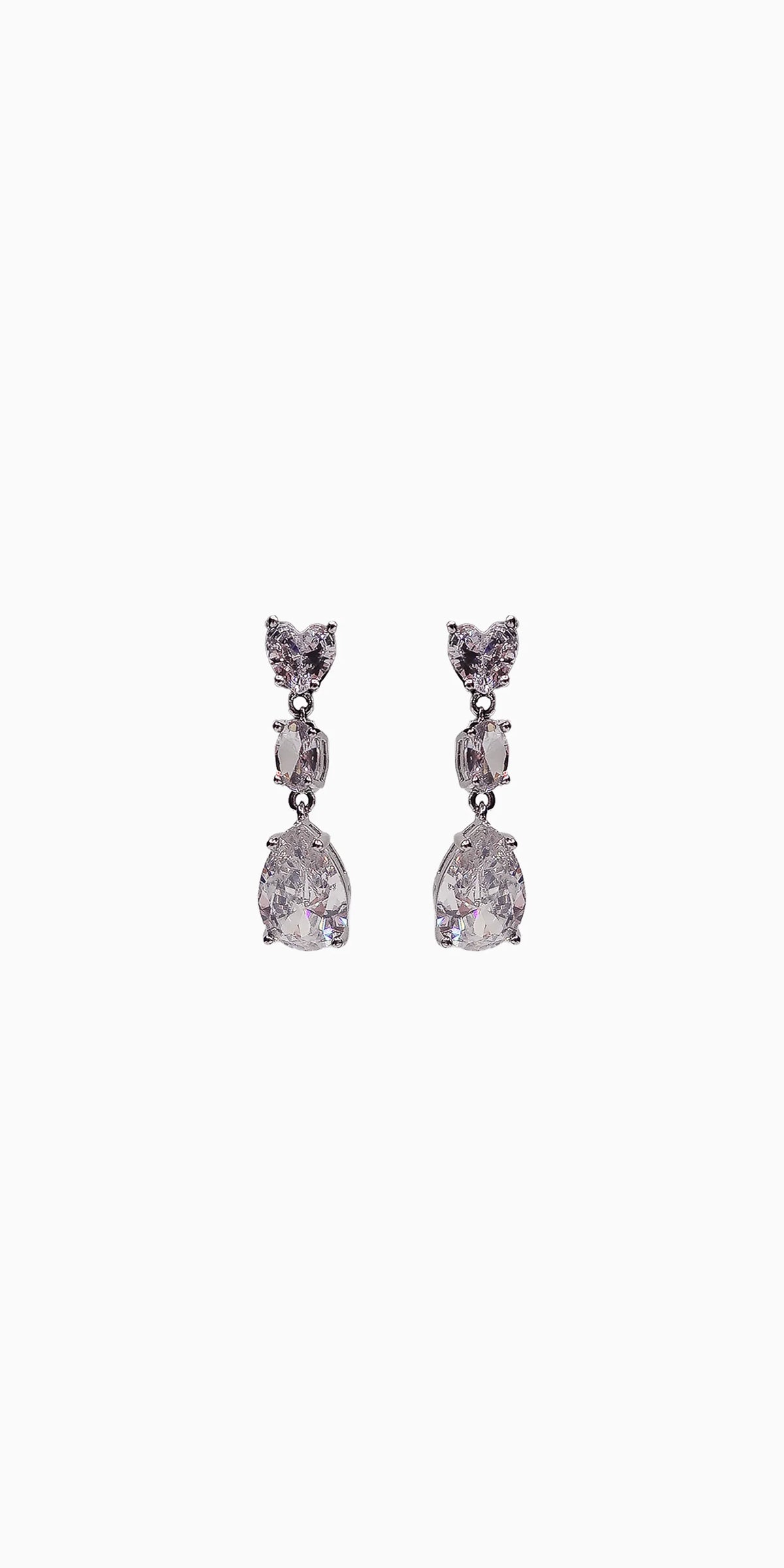 Triple Stone Pear Shape Cubic Zirconia Earrings