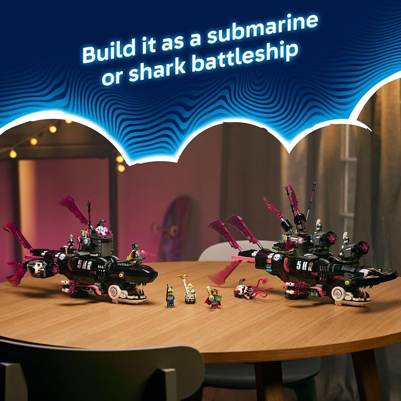 LEGO DREAMZzz Nightmare Shark Submarine Building Toy for Kids Pretend Play Set Figures for Boys Girls Ages 9 Rebuild as a Battleship or Submarine Toy Gift Idea for Birthdays 71500